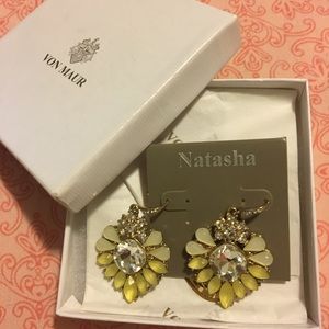 Natasha boho gold & crystal earrings, NWT